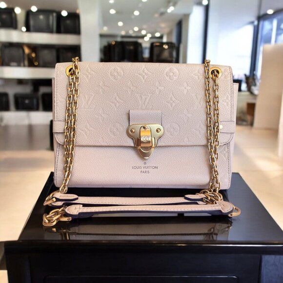 LOUIS VUITTON Empreinte Vavin Neige LV Cream Chain Shoulder Leather +Dust Bag - Picture 15 of 16